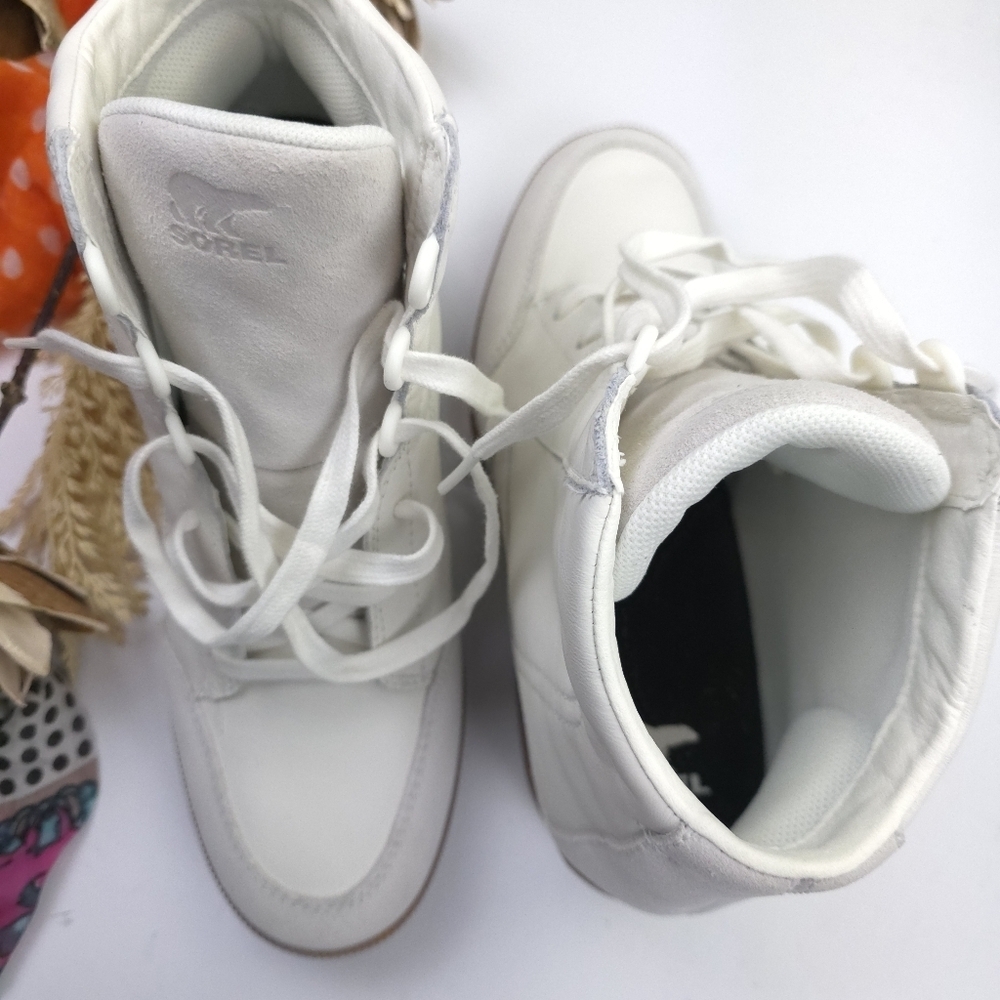 Sorel Women's White High-Top Wedge Sneakers Sz 9.5 - Picture 8 of 14